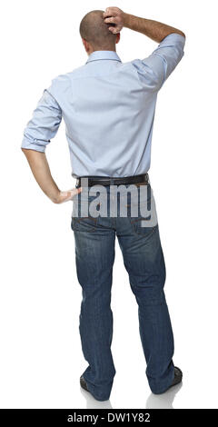 man standing back view Stock Photo