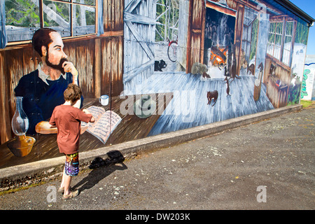 The original mural in Sheffield, the so-called Town of Murals Stock Photo