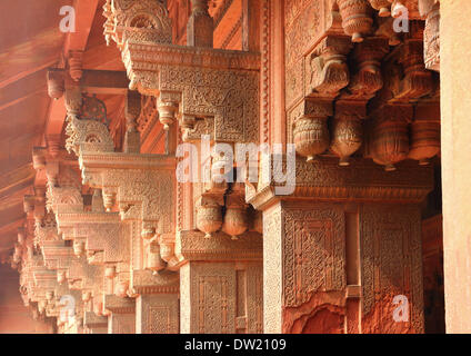 columns in red Fort of Agra Stock Photo