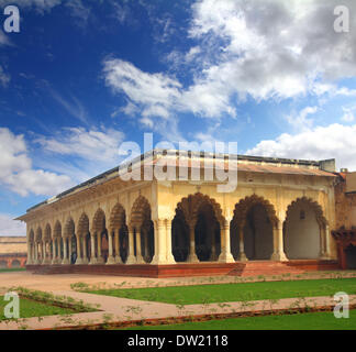 palace with columns in agra fort Stock Photo