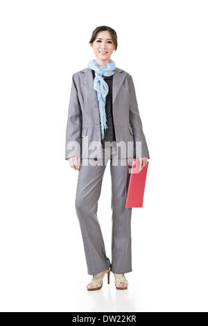 Young asian businesswoman with red clipboard Stock Photo