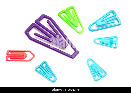 Colorful paper-clips isolated on white background Stock Photo