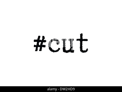 Hashtag keywords people use on social media in relation to self harm. Stock Photo