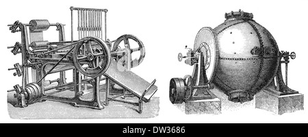 Historical illustration, paper making machines, 1896, Stock Photo