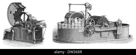 Historical illustration, paper making machines, 1896, Stock Photo