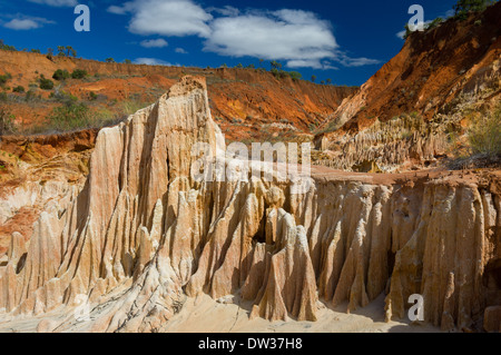 Eroded mud formations known as the Tsingy Rouge (Red Tsingy), near Antsiranana (Diego-Suarez), Madagascar Stock Photo