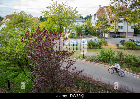 Small square residential district Strasbourg Alsace France Europe Stock Photo