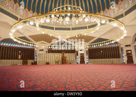 King Abdullah I mosque interior in Amman, Jordan. The also known as blue mosque was built between 1982 and 1989. Stock Photo