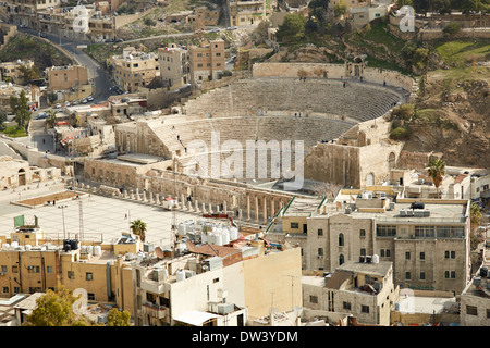 Roman theater in Amman, Jordan. Aerial view Stock Photo