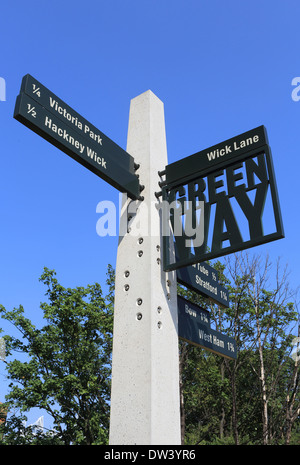 Wick Lane on the Greenway, the footpath and cycleway in the regeneration area in East London, near Stratford/Bow, in the UK Stock Photo