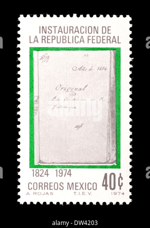 Postage stamp from Mexico depicting the Law of 1824 (sesquicentennial of the founding of the Federal Republic of Mexico) Stock Photo