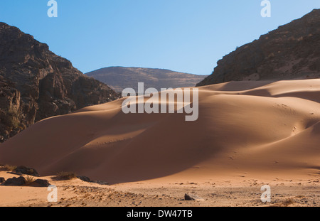 Namibia Northern Desert of Namib Desert tall wonderful sand dunes of Hartmann Berge deserted land Hartmann Valley Marienflub with hills and ripples Stock Photo