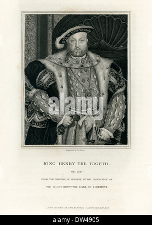 Portrait of King Henry VIII, after Holbein, 1547 Stock Photo