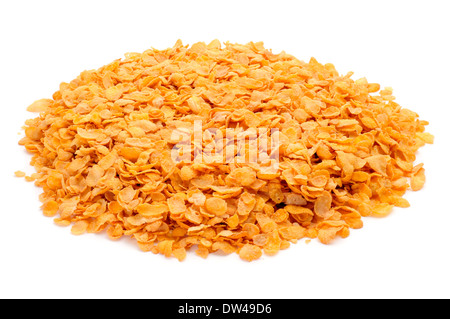 a pile of corn flakes on a white background Stock Photo