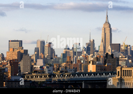 Empire State Building, New York City.. Empire State Building seen from Queens. 350 Fifth Ave corner 34th St. The building 60,000 Stock Photo