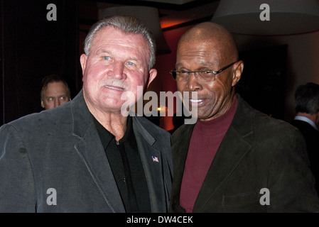 Mike Ditka with honorary host Gale Sayers Legends fight night honoring Mike Ditka held at Chicago Illuminating Company Chicago, Illinois - 04.10.12 Featuring: Mike Ditka with honorary host Gale Sayers Where: IL, United States When: 04 Oct 2012 Stock Photo