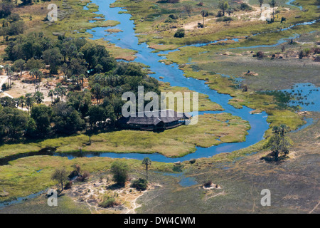 Aerial views from Camp Savute Elephant Camp by Orient Express in Botswna in Chobe National Park and Camp Camp Eagle Island Camp Stock Photo