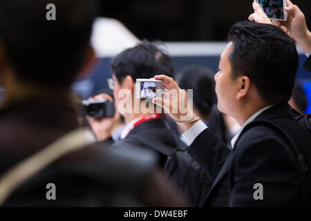 Barcelona, Spain. 27th Feb, 2014. Highlights of last day of Mobile Word Congress. Credit:  Fosy Photo/Alamy Live News Stock Photo