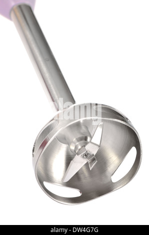 knife of electric hand blender on a white background, detail Stock Photo