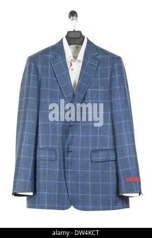 Male suit on Hanger isolated on the white Stock Photo