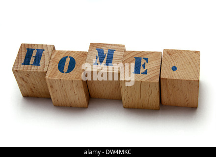 wooden blocks with home word on white background Stock Photo