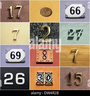 Collection of colorful house numbers Stock Photo