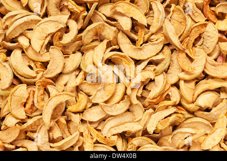 dried slices apples background Stock Photo