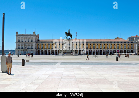 The Praça do Comércio or in English Commerce Square, located in the city of Lisbon, Baixa district, Portugal. Stock Photo