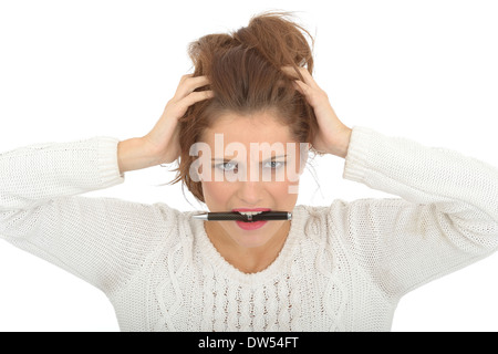 Frustrated Tense Angry Young Woman Stock Photo