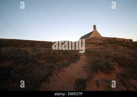 A church not far from the ocean beach in Brittany Stock Photo