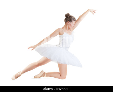 beautiful ballerina in classical tutu on a white background Stock Photo