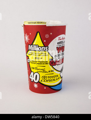 Roll  up the rim to win coffee cup, 2014 contest, for Tim Horton's 50 Anniversary Stock Photo