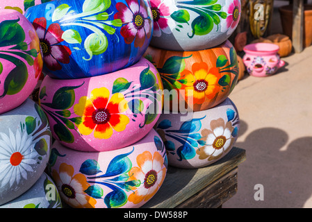 Colorful hand-made pots. Old Town State Historic Park, San Diego, California, USA. Stock Photo