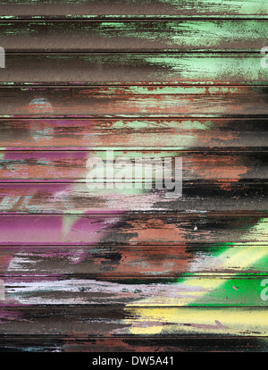 Abstract colorful graffiti fragment on old metal shutters Stock Photo