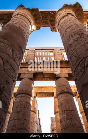 Hypostyle Structure Pillars in the great hypostyle hall, temple of Karnak, Luxor, Egypt ...