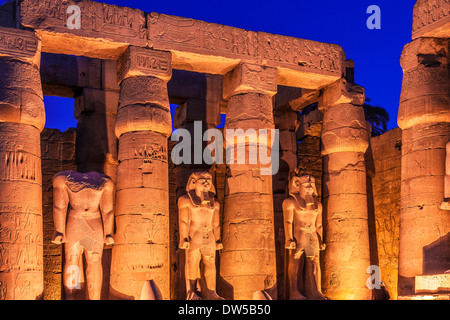 The Great Peristyle Court of Ramesses II at Luxor Temple. Stock Photo