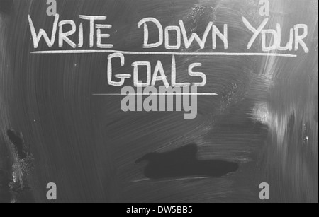 Write Down Your Goals Concept Stock Photo