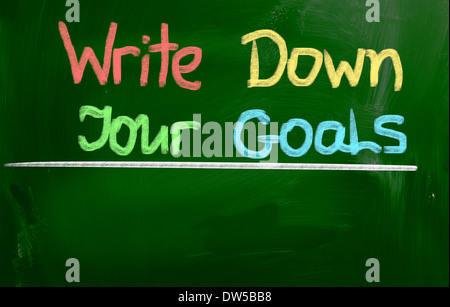 Write Down Your Goals Concept Stock Photo