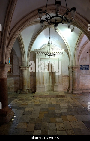 Islamic Mihrab inside the Cenacle also known as 'Hall of the Last Supper' a second-story room that commemorates the 'upper room' in which Jesus shared the Last Supper with the disciples. It is located directly above the Tomb of David and near the Dormition Abbey on Mount Zion in Jerusalem Israel Stock Photo