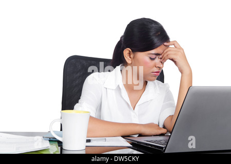 indian Business Woman Head Ache Stock Photo