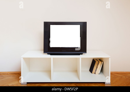 tv with empty screen in interior Stock Photo