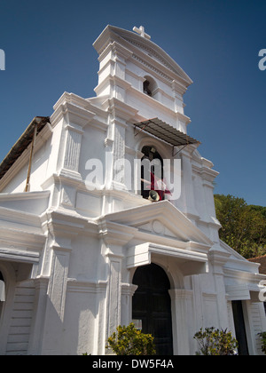 India, Goa, Panjim, Fontainhas, Portuguese Latin Quarter, whitewashed Chapel of St Sebastian Stock Photo