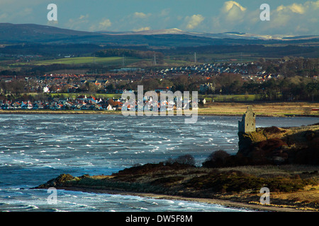 Ayr and Greenan Tower from the Heads of Ayr, Ayr, Ayrshire Stock Photo