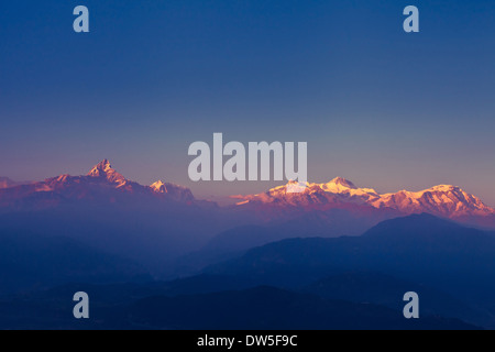 beautiful sunset over Himalaya mountains Stock Photo