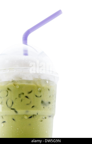 Iced Green Tea Cup With Green Straw On White Background Stock Photo,  Picture and Royalty Free Image. Image 87545378.