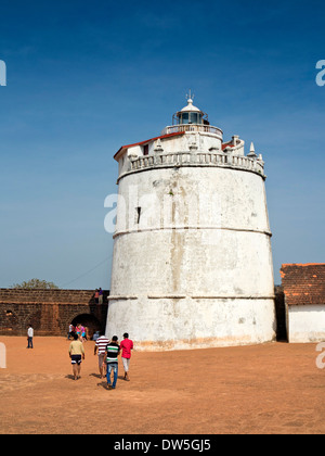 India, Goa, Panjim, Fort Aguada, old Portuguese fort and lighthouse constructed in 1613 to protect against Dutch and Marathas Stock Photo