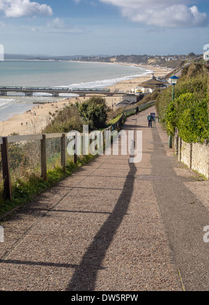 East Cliff Path to Beach and Pier at Bournemouth, Dorset, England, UK. Stock Photo