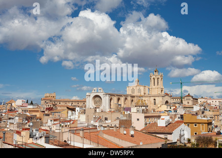 Overlooking the old town and cathedral of Tarragona, Spain. Stock Photo
