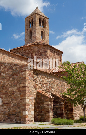 Romanesque bell tower of church of Santa Maria, belonging to the monumental group of Sant Pere in Terrassa, Catalonia. Stock Photo