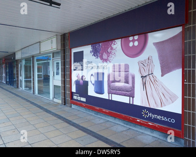 Council advert, retail opportunities on empty shops in Northwich Cheshire UK Stock Photo